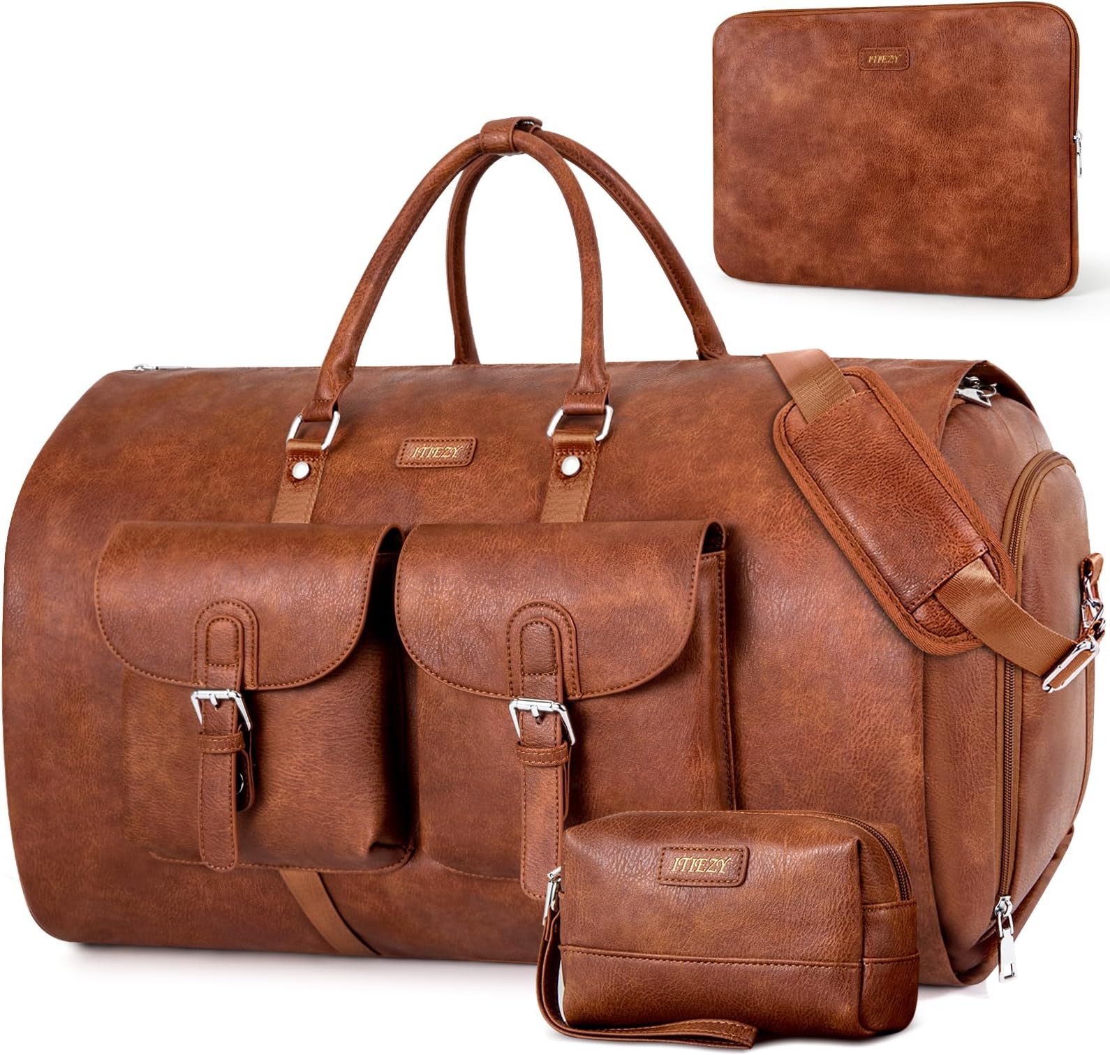 Garment Bag for Travel, Convertible Carry on Garment Duffel Bag for Men 3Pcs Weekender Bag 2 in 1 Hanging Suitcase Suit Bag