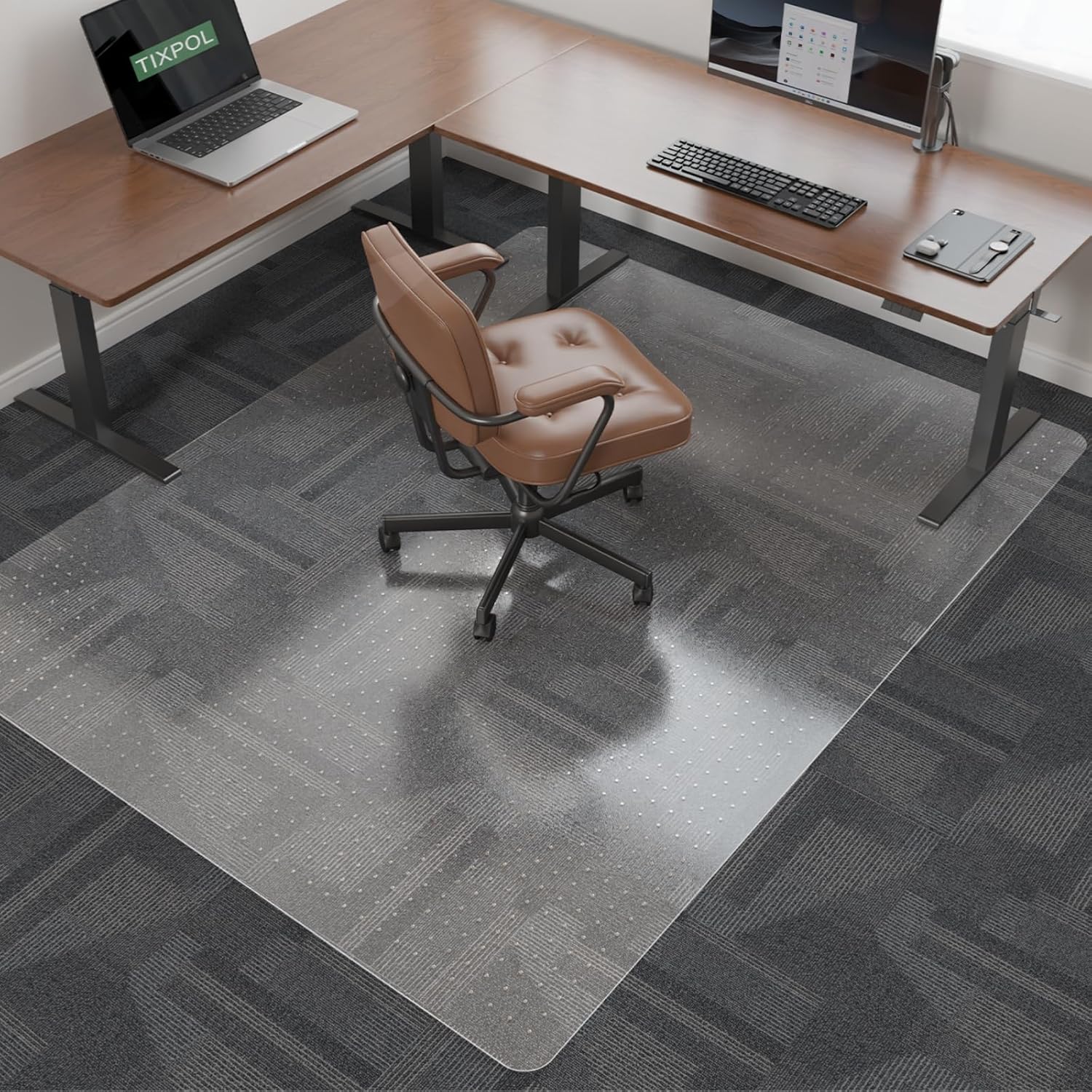 Office Chair Mat for Carpet, 50" x 60" Large Chair Mat for Carpeted Floors, Non-Slip Carpet Protector Floor Mat with Spikes, Heavy-Duty Under Desk Mat for Home Office and Gaming Chairs (Clear) 50" x 60" (for carpet) Clear (for Carpet)