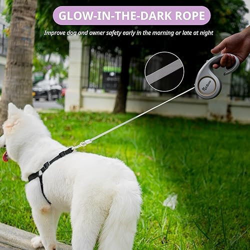 Miniatura 6 de Correa retráctil con mango antideslizante, 360 sin enredos, reflectante, resistente de 16 pies para perros pequeños a grandes, bloqueo con una sola