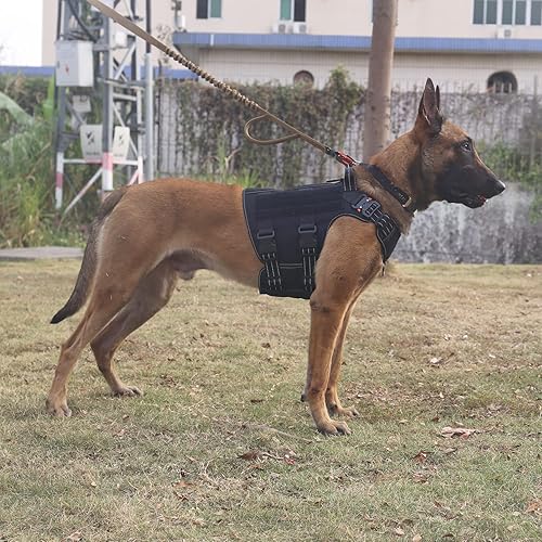 Miniatura 2 de ICEFANG Arnés táctico reflectante para perro con 6 hebillas para perros de tamaño mediano, chaleco MOLLE para perros de trabajo para caminar,