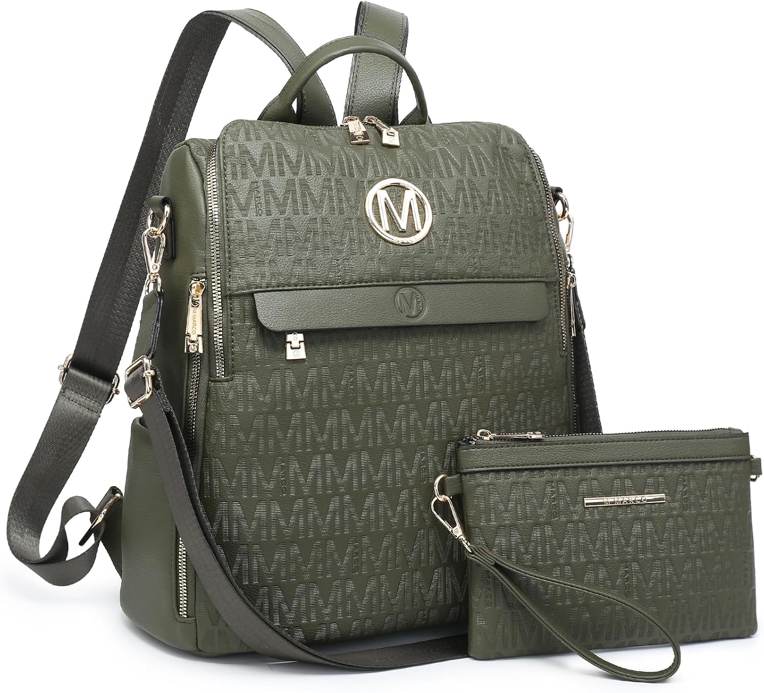 MKP COLLECTION Women Fashion Backpack Purse Multi Pockets Anti-Theft Rucksack Travel Shoulder Bag Handbag Set 2pcs