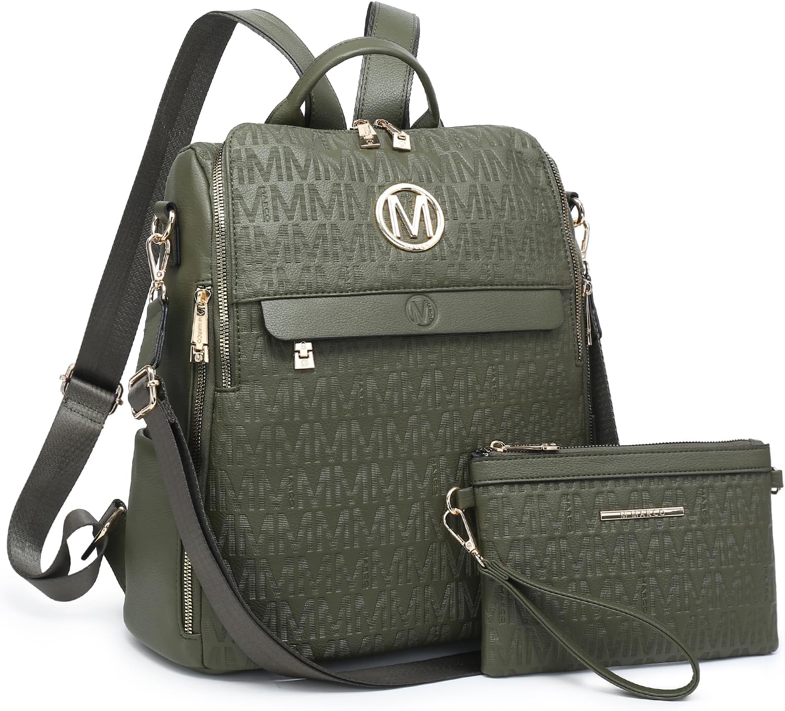 MKP Women Fashion Backpack Purse PU Leather Convertible Medium Ladies Rucksack Travel Shoulder Bags Handbag and Purse 2Pcs