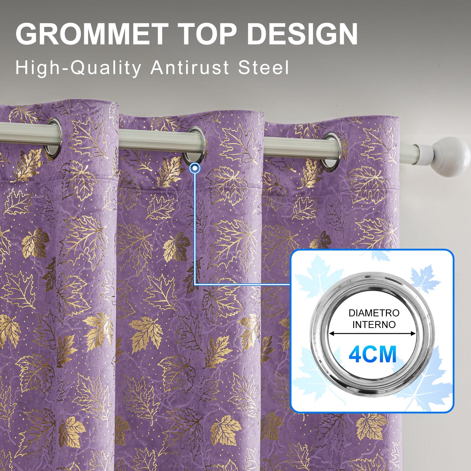 Rideau Velours Occultant Lot De 2, 140x200cm, Rideaux Thermique Isolant, Anti Froid Et Chaleur, Luxurious Doux Rideau À Oeillets, Phonique Anti Bruit, pour Salon Et Chambre, Violet Clair