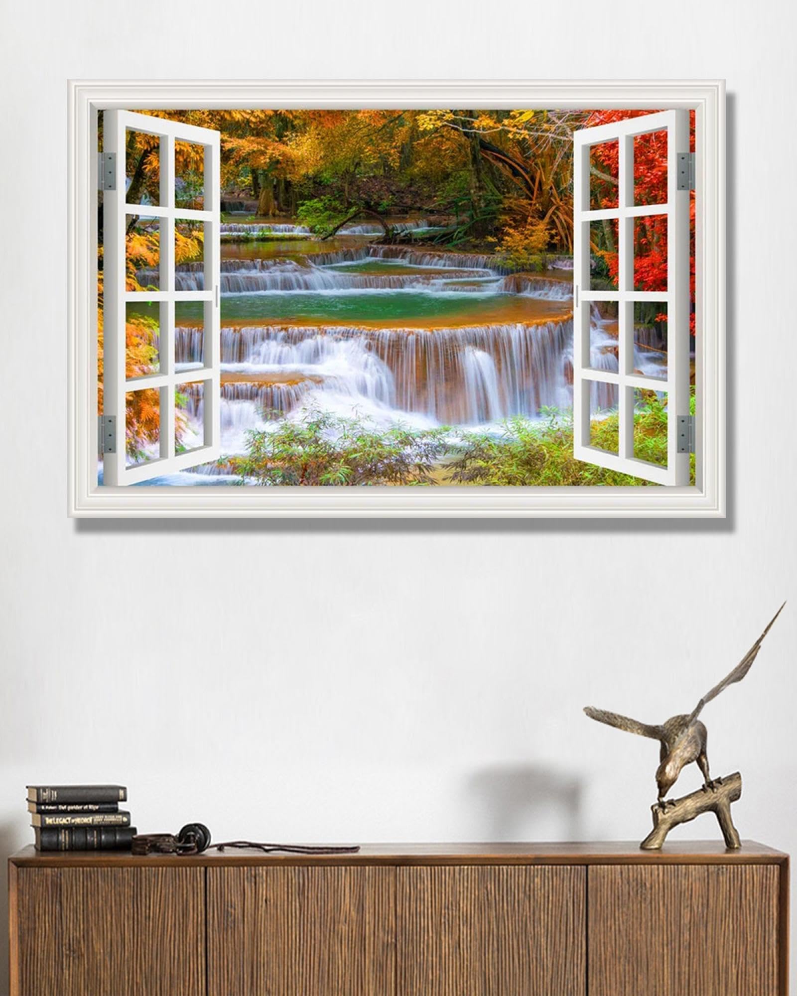 Amazon.com: NHLDZYH Canvas Print Wall Art Window. Fake Window View