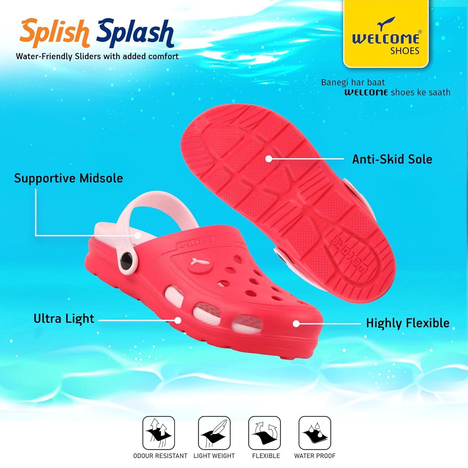 WELCOME Casual Slingback Clogs for Kids with Soft Sole | Slip-On Breathable, Lightweight | Comfortable & Durable | Stylish Indoor & Outdoor Sandals Clogs for Kids 8 81budaLFu0L. SL1500