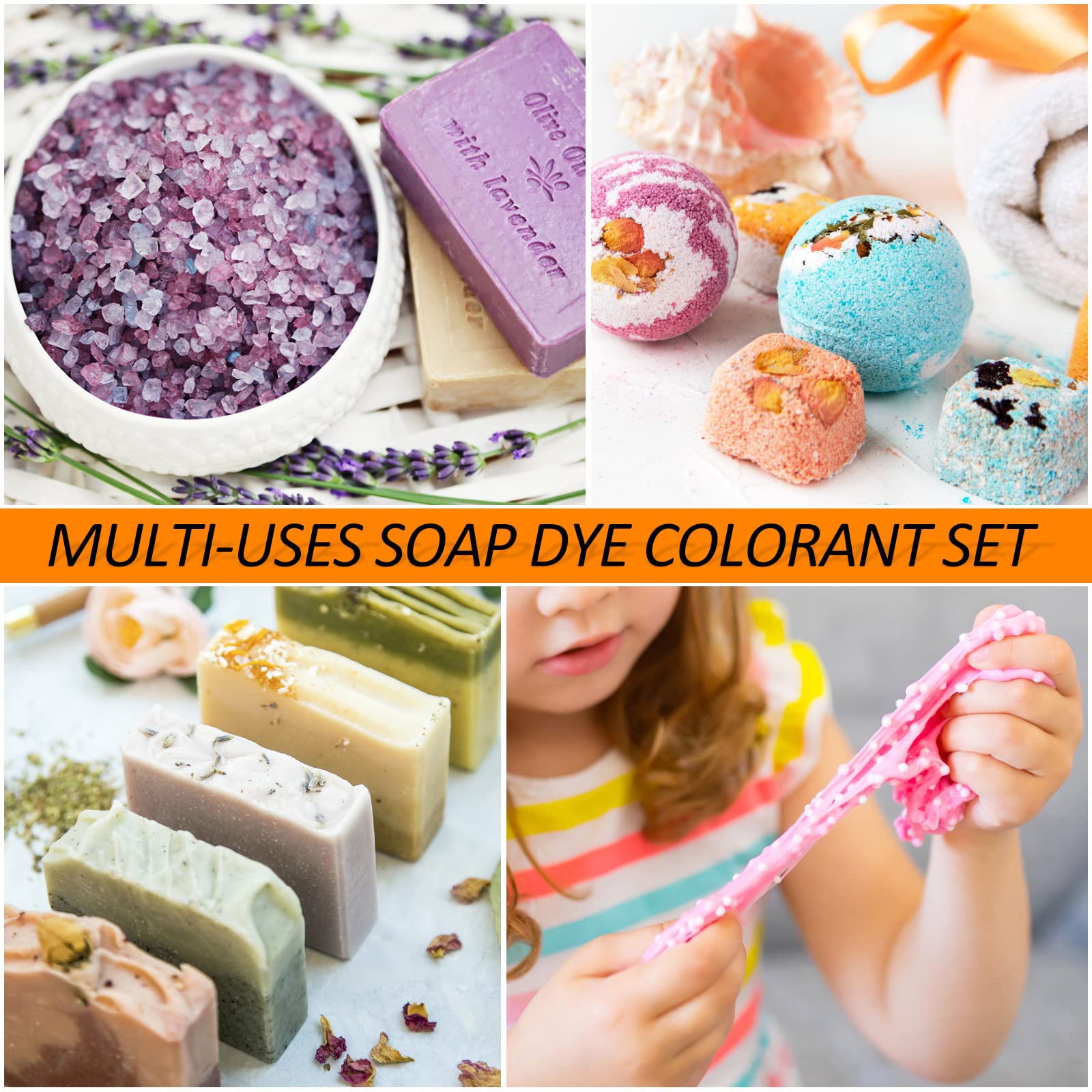 Colorant à savon - 24 couleurs de qualité alimentaire sans danger pour la peau - Colorant liquide concentré pour la fabrication de savon et de bombes de bain - Kit de fournitures