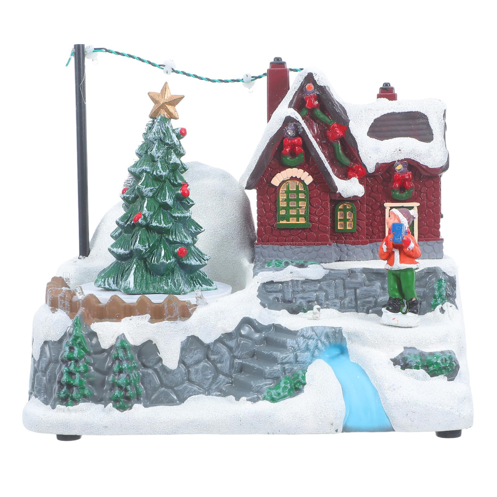 Caja Musical Navideña Iluminada para Pueblo de Decorativo