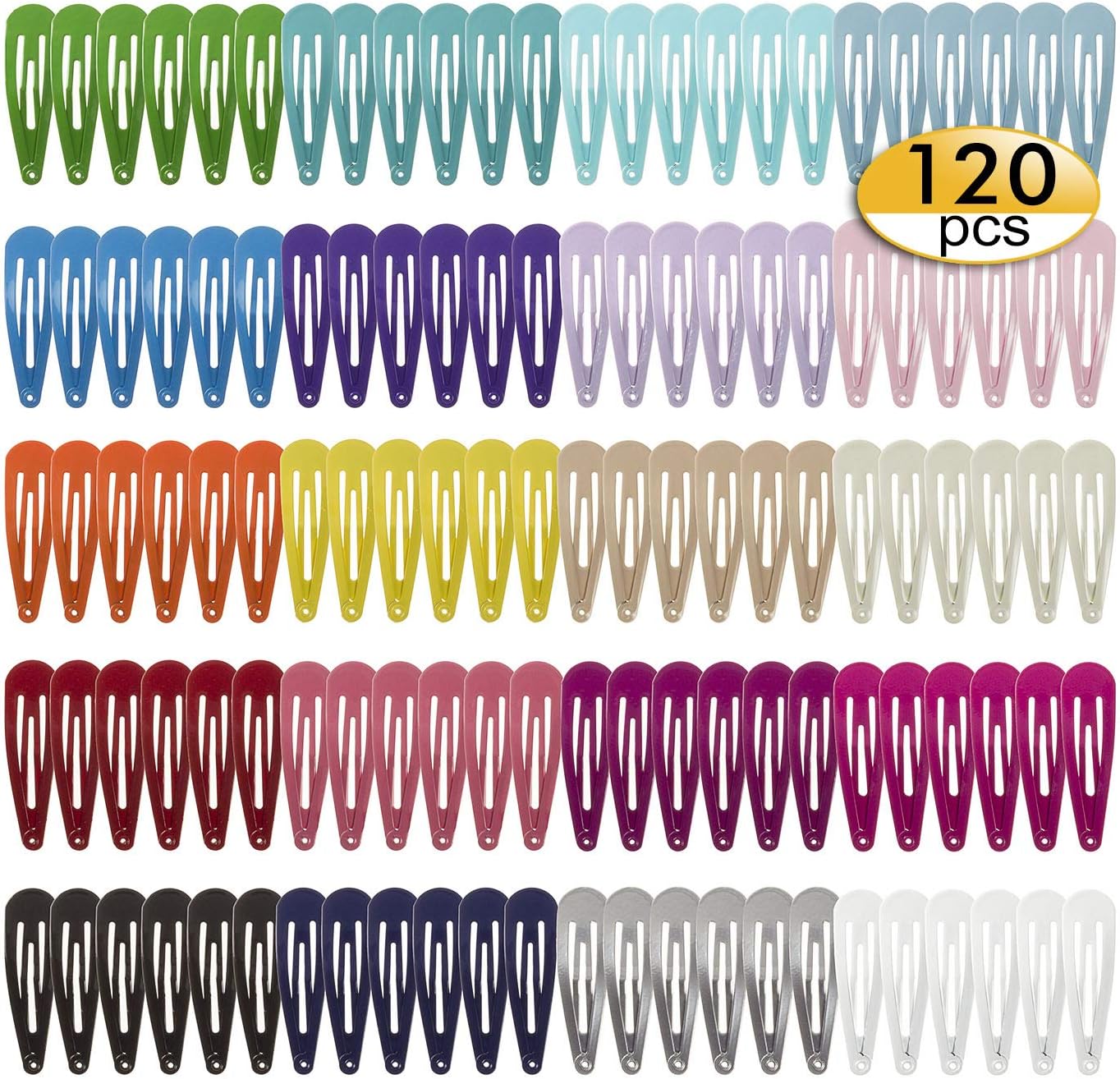 SWSTINLING120 Pack 2 Inch Snap Hair Clips Hair Barrettes Solid Candy Color Snap Barrettes for Girls Kids Women in 20 Colors