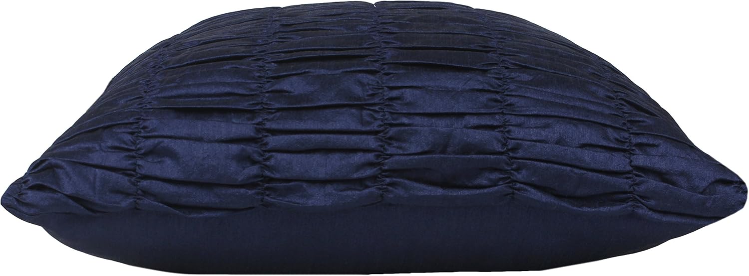The White Petals Set of 2 Navy Blue Pillow Covers, Ruched, Textured (Solid Dark Blue, 16x16 inches)