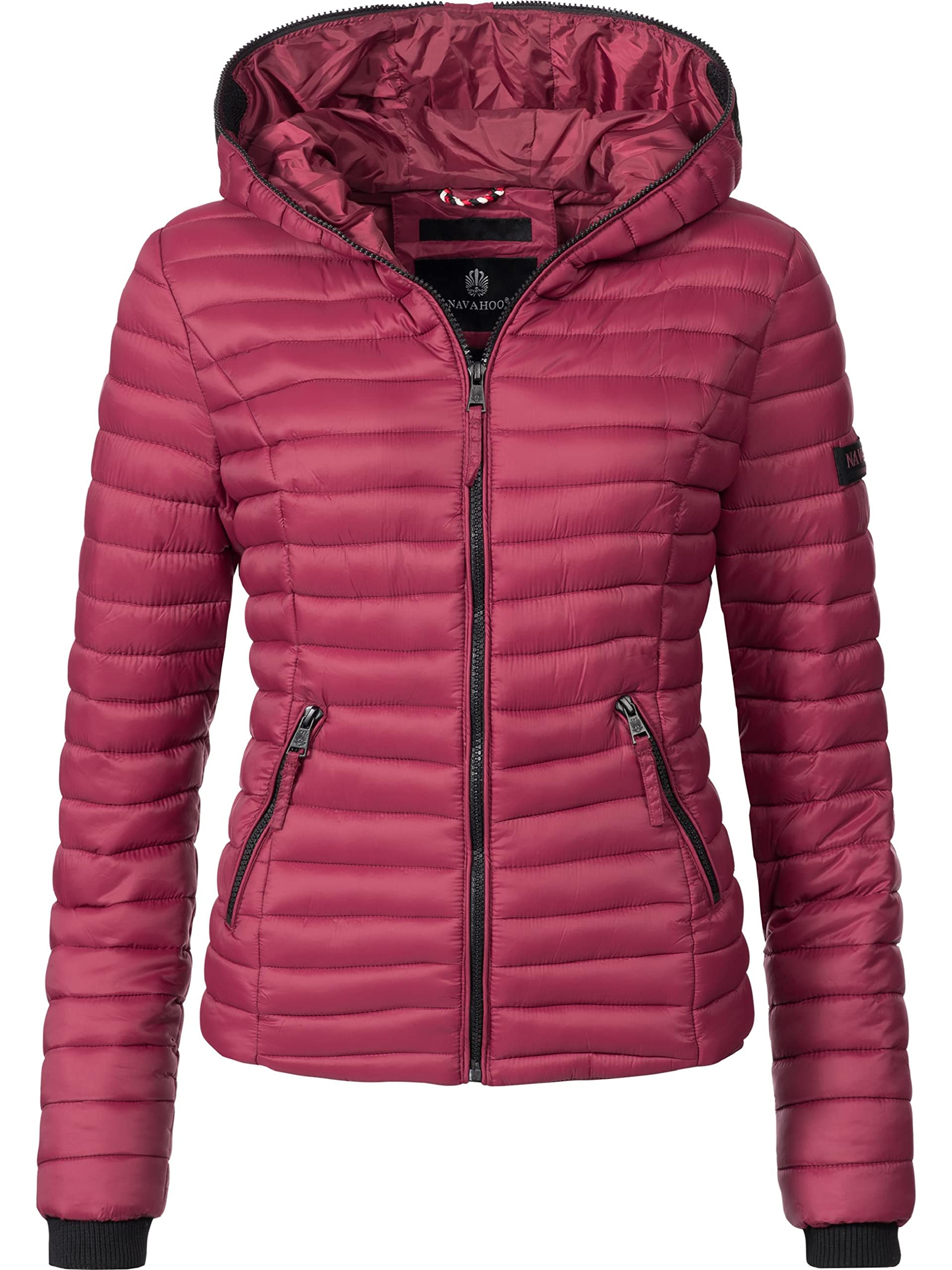 Navahoo Damen Damen leichte Übergangsjacke Steppjacke mit Kapuze Kimuk Bordeaux Gr. S