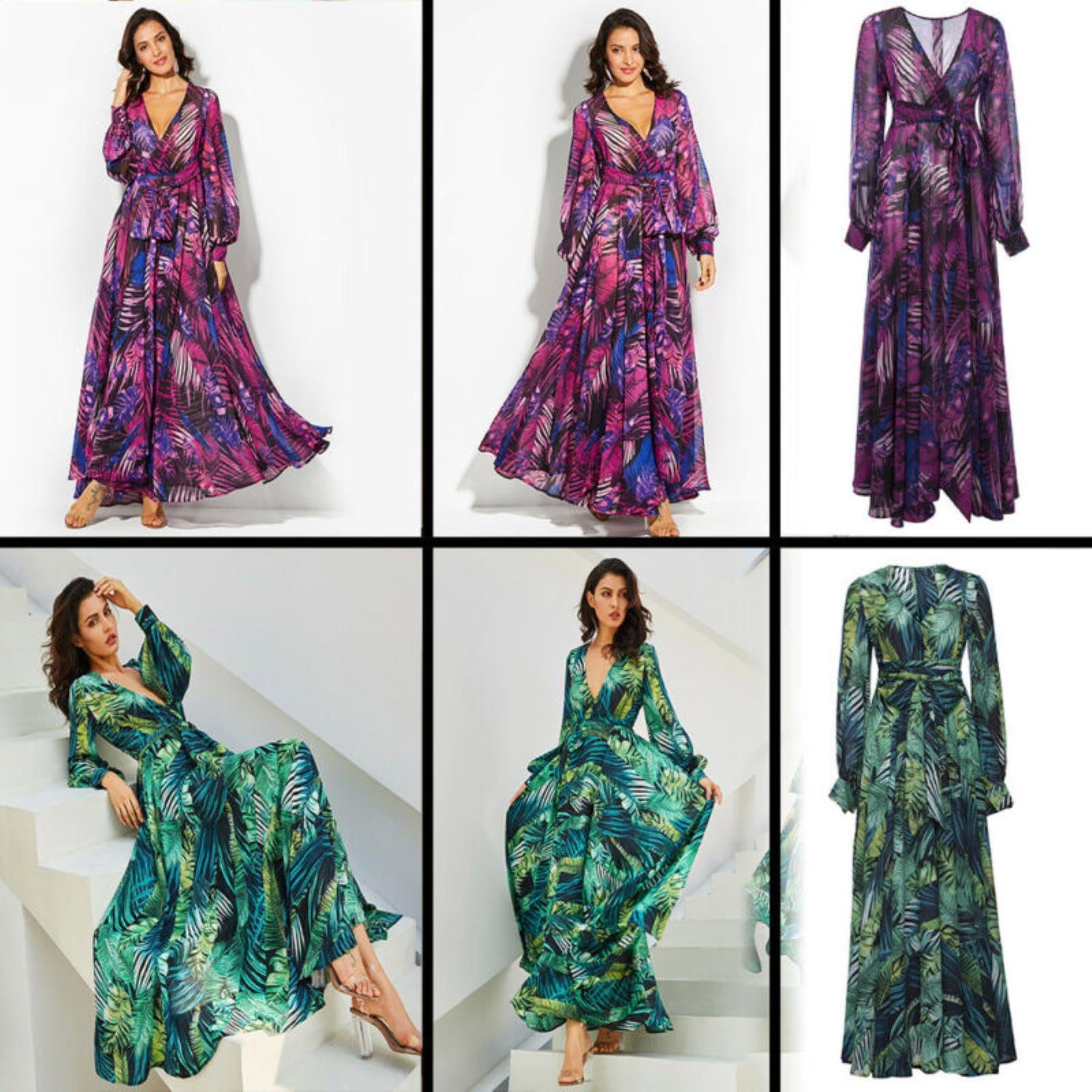 Abito da Donna Vintage Boho Abito da Sera Festa Autunno Inverno 2023 Abiti Eleganti a Maniche Lunghe Sexy Chic per Feste diurne e notturne