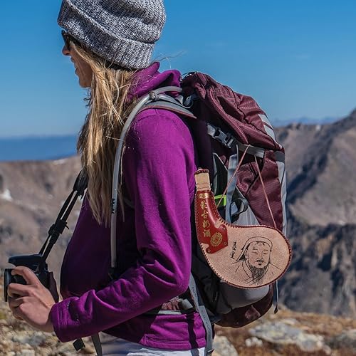 Miniatura 8 de BESTonZON Bolsa de bota, bolsa de comedor para vino y agua, bolsa de piel de vino con correa para viajes, camping, senderismo, viaje, botella de