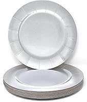 Vista 2 de Gift Boutique 24 platos de carga desechables redondos plateados de 13 pulgadas, bandeja de servicio de cena, platos de cartón de papel para colocar