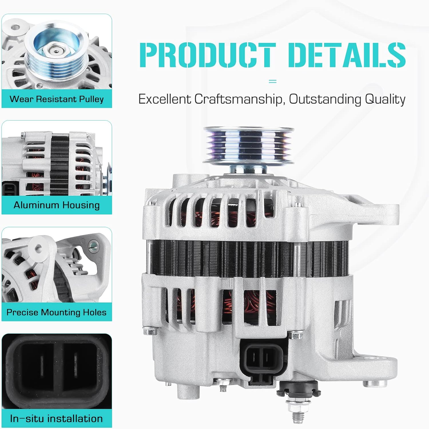 New Alternator for Nissan 3.3 3.3L Frontier 1999 2000 2001 2002, Xterra 2000 2001 2002, 113427, LR180-756B, 13789, 23100-4S100, 1-2243-01HI, ALT-3096