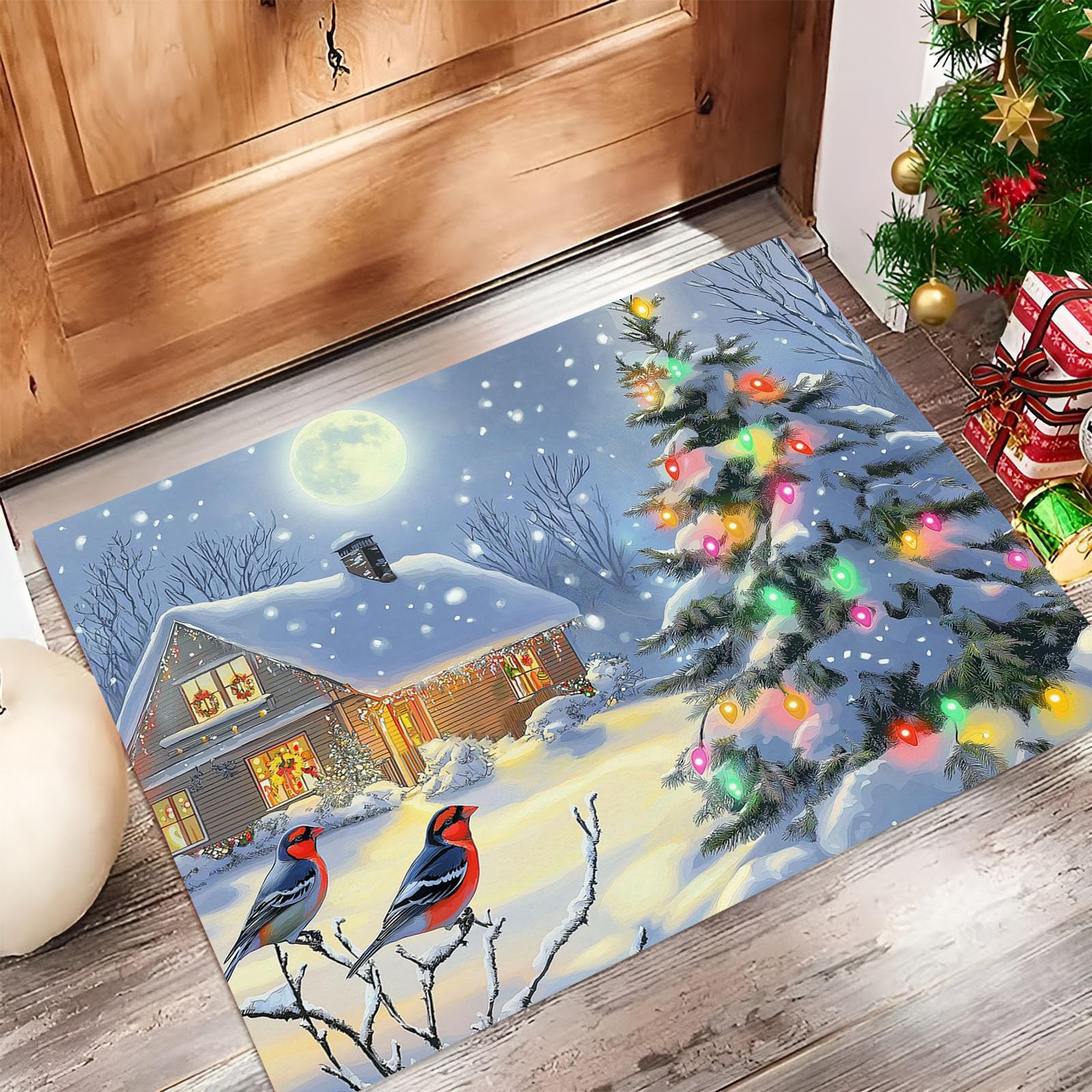 Paillasson antidérapant Noël 50x80cm tapis de sol lavable entrée