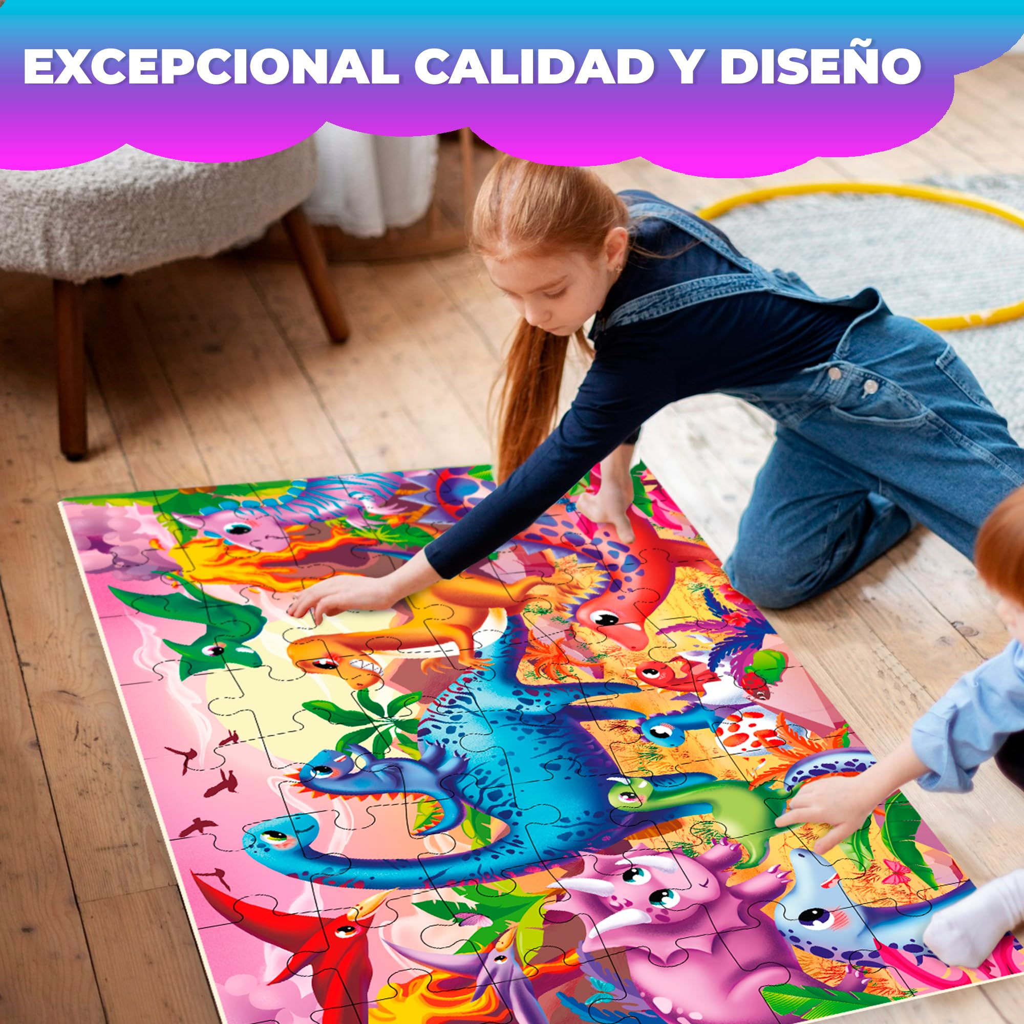 QUOKKA Puzzle Giant para Niños 3 4 5 Años - 60x90 cm 48 Piezas Puzzle XXL Gigante de Suelo Infantiles 5 6 Años - Grande Juguete Dinosaurios - Regalo Educativo para Niños y Niñas de 2 a 6