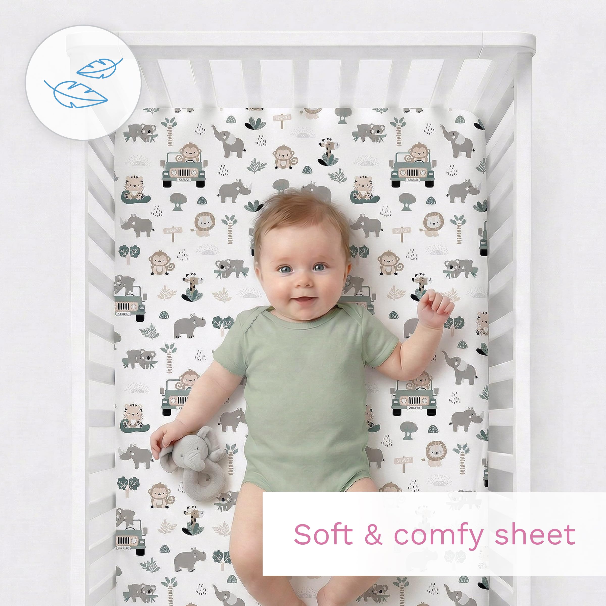 Baby Comfort Nursery 100% Cotton Fitted Sheet fits 140x70 cm Cot Bed Mattress (Safari Cars) — view 5