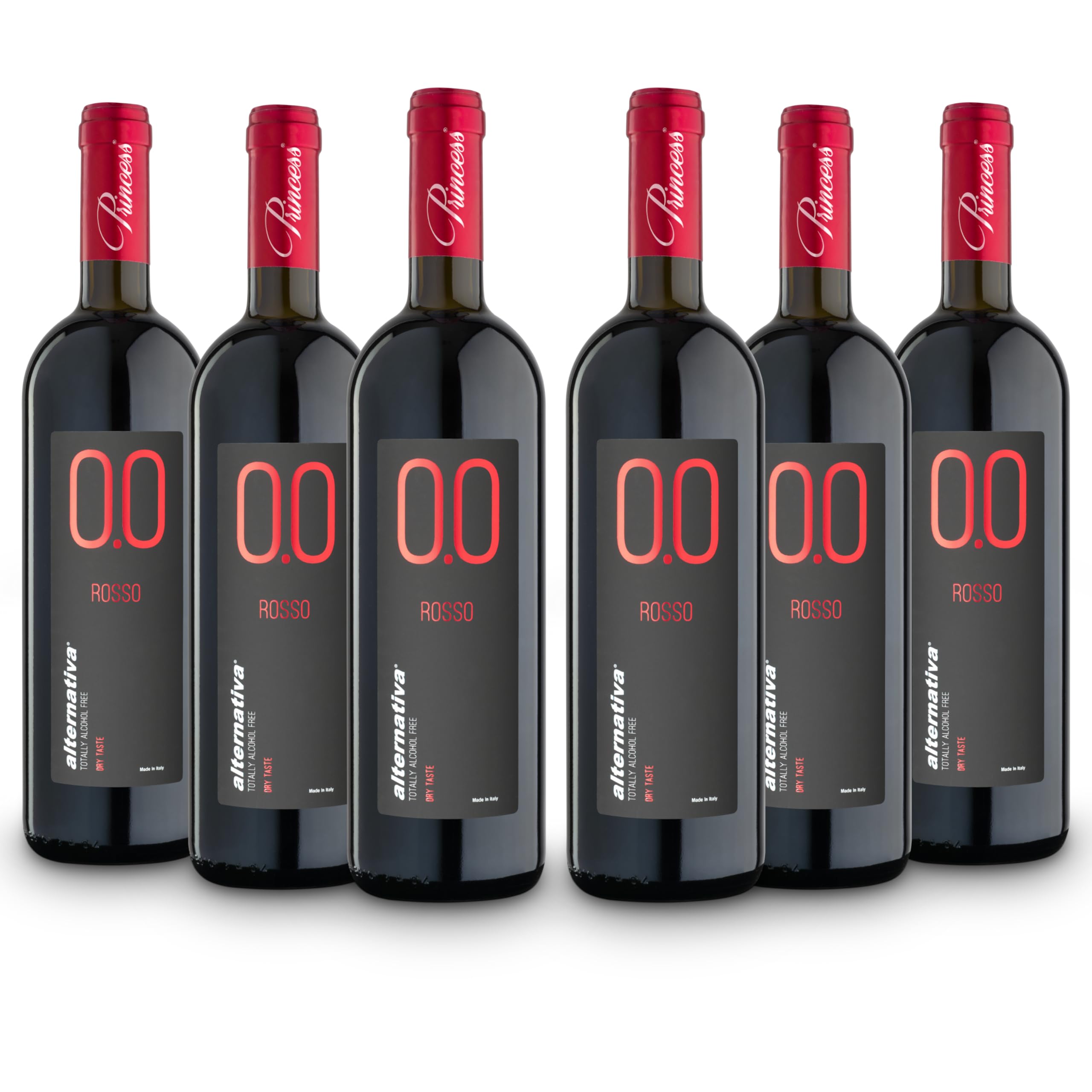 ALTERNATIVA Rosso Dry Analcolico 0.0% - Dealcolato Italiano Senza Alcol - Ideale per Celebrazioni e Regali - Confezione da 6 Bottiglie da 750ml Alcool Free