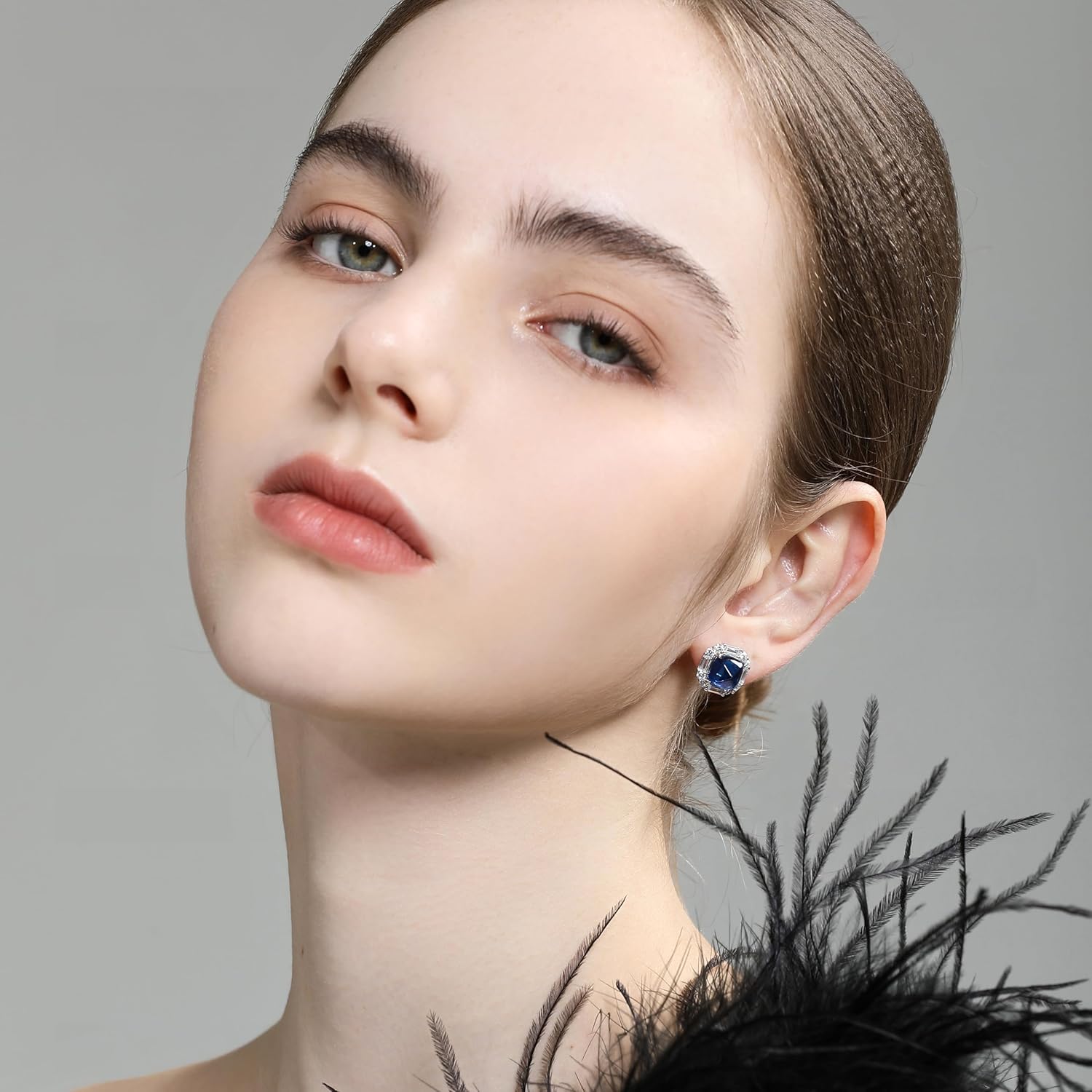 Lab Created Ruby/Sapphire/Emerald Stud Earrings - Hypoallergenic 18k White Gold Plated Halo Earrings, Sterling Silver Square Jewelry