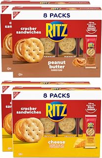 RITZ Peanut Butter & Cheese Sandwich Crackers Variety Pack - 32 Portable Snack Packs (6 Crackers Each), On-the-Go Lunch Treats