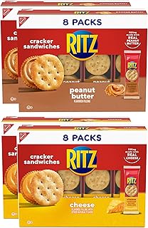 RITZ Peanut Butter and Cheese Sandwich Crackers Variety Pack, Lunch Snacks, 32 Snack Packs (6 Crackers Per Pack)