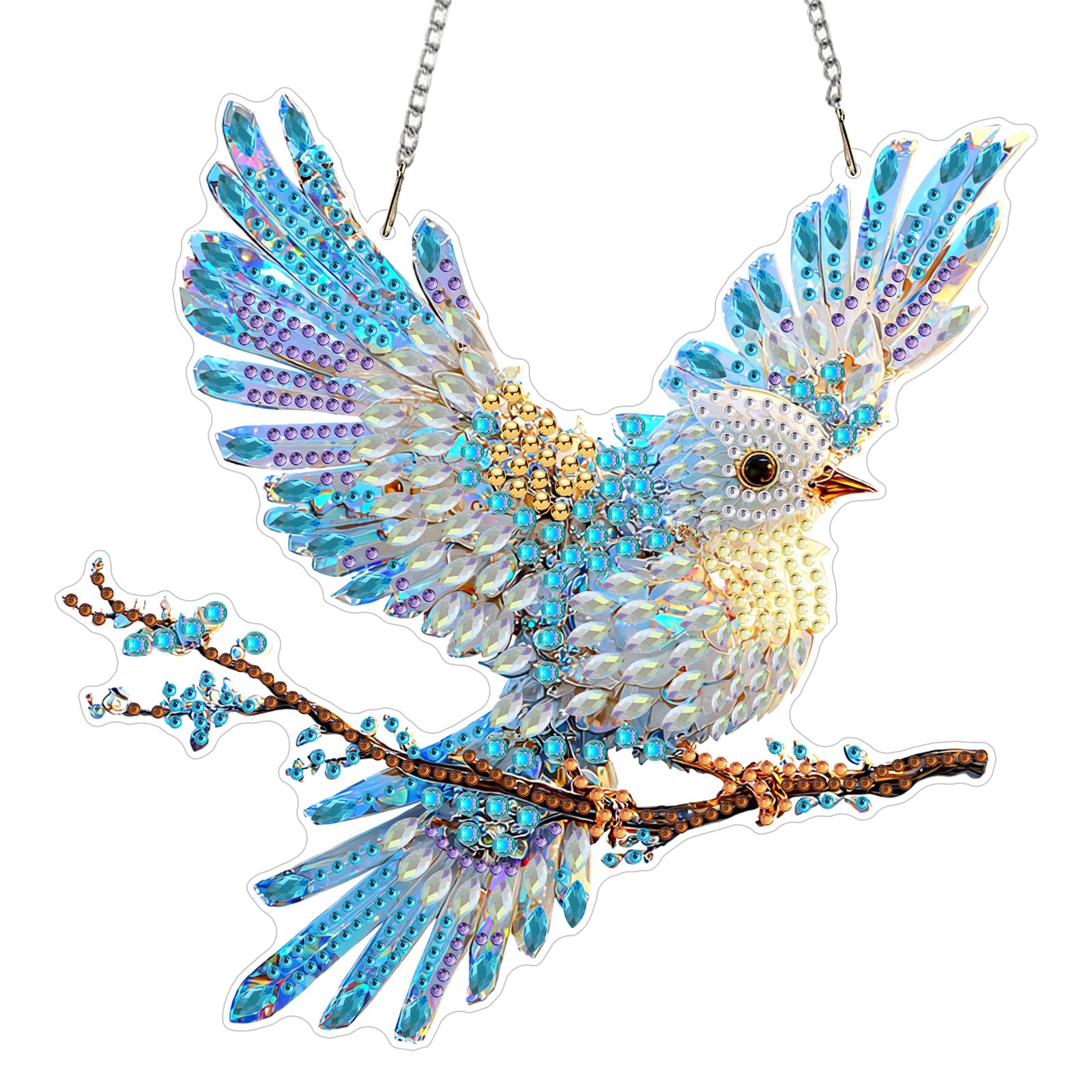 MEIYUDA Hanging 5D Diamond Art Kits Adults Bird, DIY Diamond Painting Art Kit for Beginners Suncatcher, Home Wall Decor Arts and Craft Kits for Adults Kids