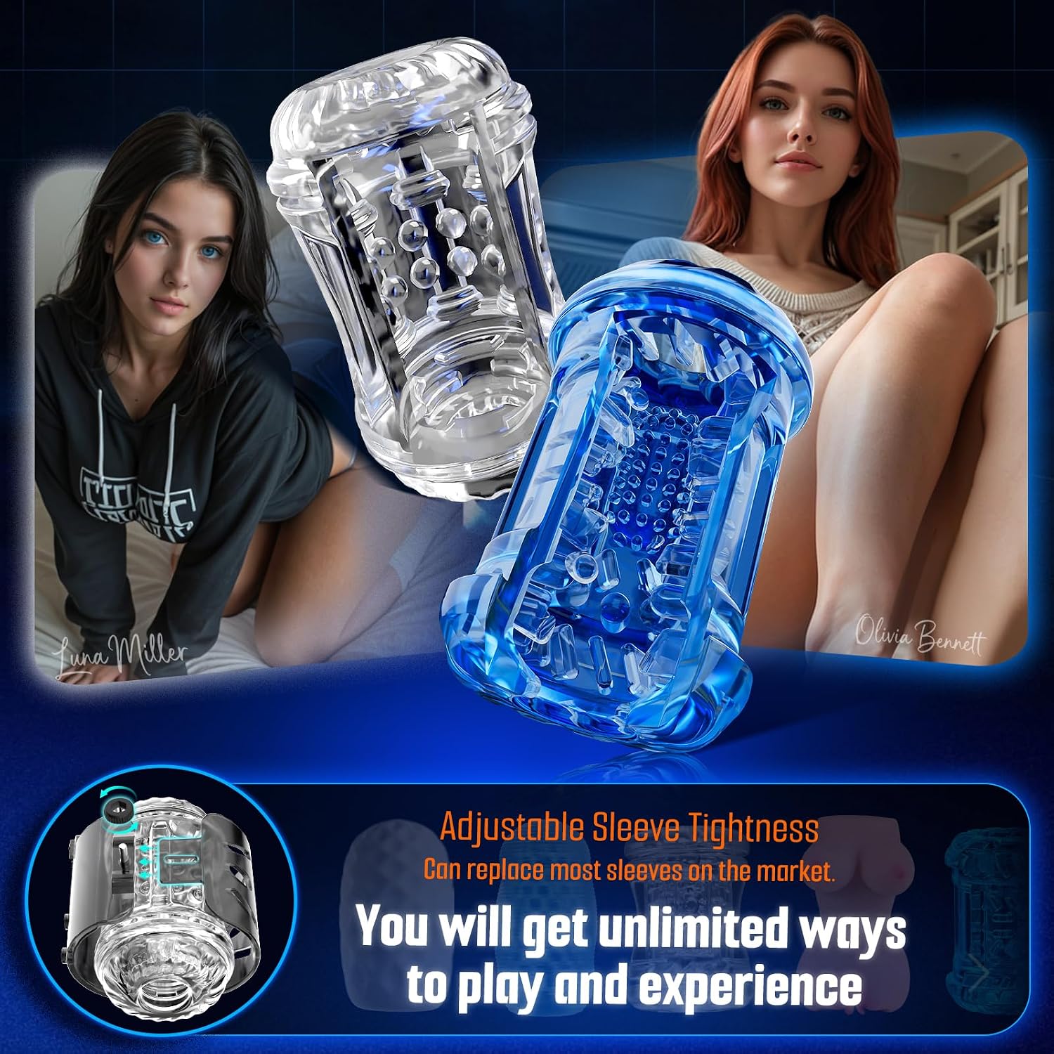 Interactive Male Masturbator Sex Toys with Dual-Sided Controls
