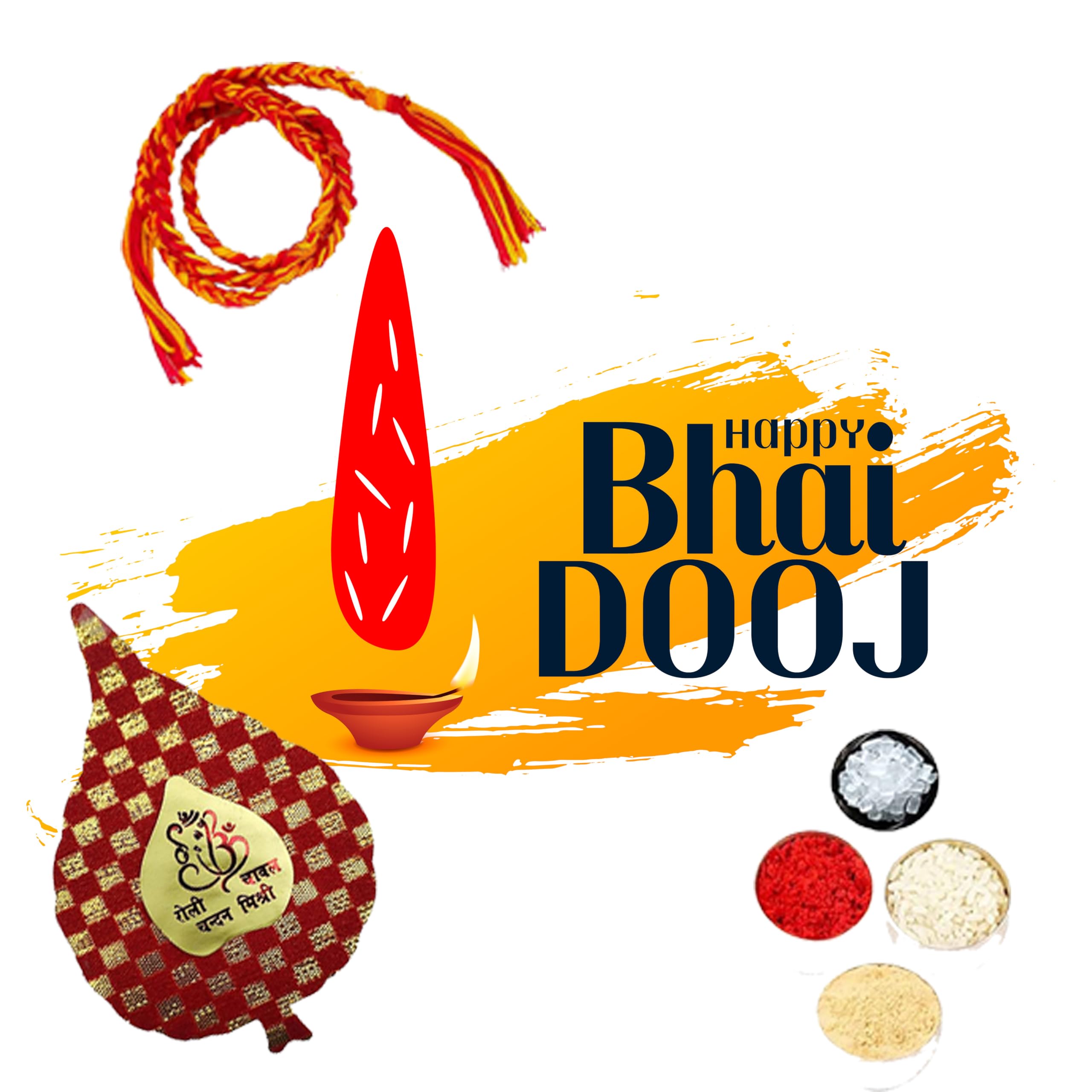 Popcorn Fusion Bhai Dooj Tikka Silk Thread, Roli, Chawal, Chandan Mishri in a Special Pack 4