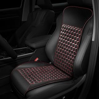 YOOFAN Car Seat Protector with Red Stitching – Breathable Perforated PU Leather, Universal Fit, Easy Installation for Child Safety Seats & Enhanced Comfort