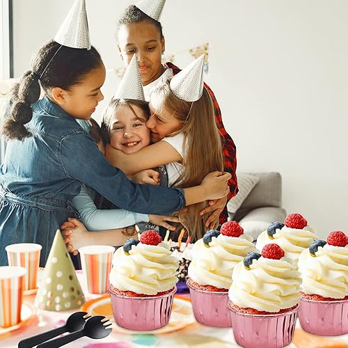 Miniatura 7 de LNYZQUS - Moldes de papel de aluminio para cupcakes con tapas, paquete de 100 unidades, latas grandes para cupcakes de 5.5 onzas, moldes desechables