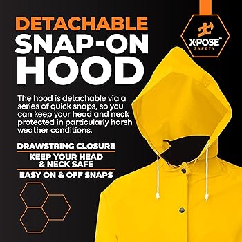 Amazon.com: Xpose Safety Heavy Duty Yellow Rain Coat – .35mm PVC