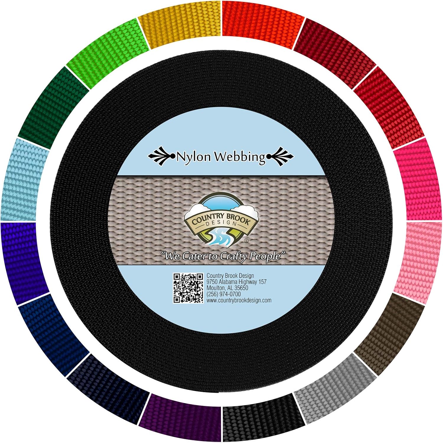 Country Brook Design - 1 1/2 Inch Heavy Duty 100% Real Nylon Webbing - 20+ Vibrant Colors