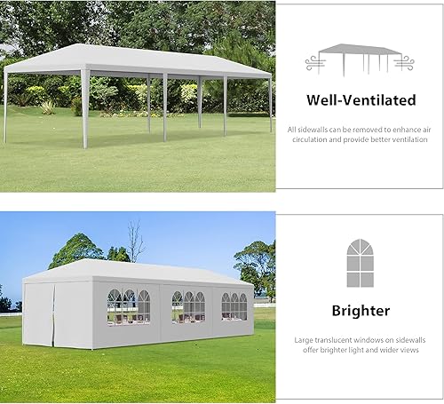 Miniatura 2 de Tienda de campaña de 10 x 30 pies para exteriores, toldo de kiosco, fácil de instalar, para fiestas de barbacoa, eventos, con paredes laterales