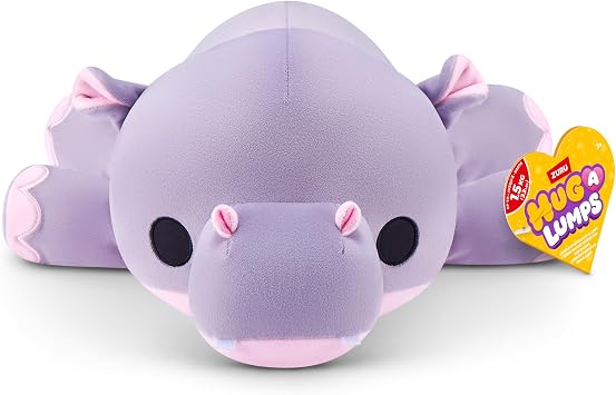 Hug-A-Lumps Hippo Harley by ZURU, Medium, 3.3 lbs, Cuddly Squishy Weighted Plush, Sleeping Pillow Plush, Stuffed Animal Hippo