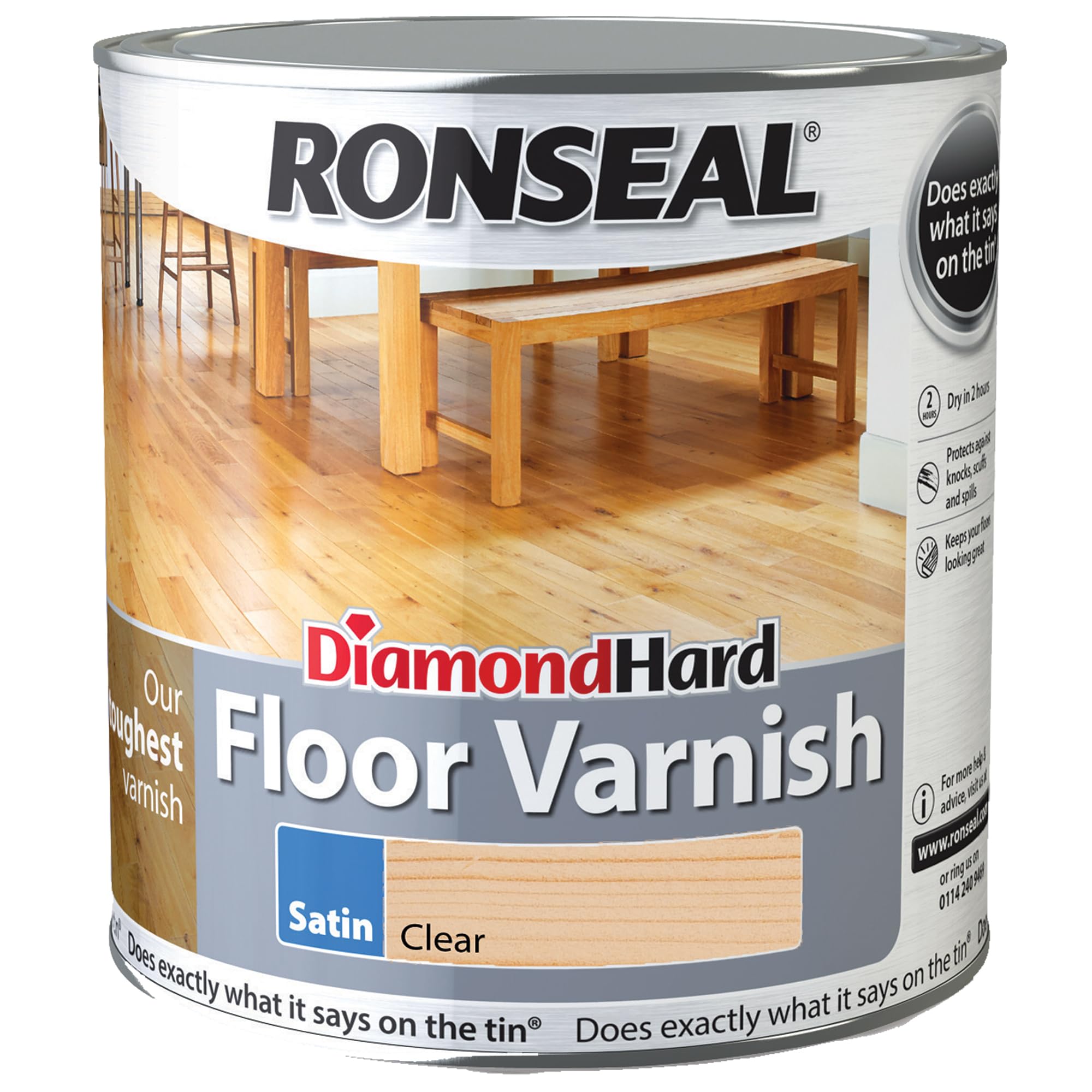 Ronseal Satin Diamond Hard Floor Varnish Clear 2.5L
