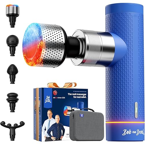 BOB AND BRAD A7 Pro Massage Gun with Heat & Cold Therapy for Back Pain & Recovery - 11mm Deep Tissue, Portable Quiet Handheld Gun, FSA-HSA Eligible with Case