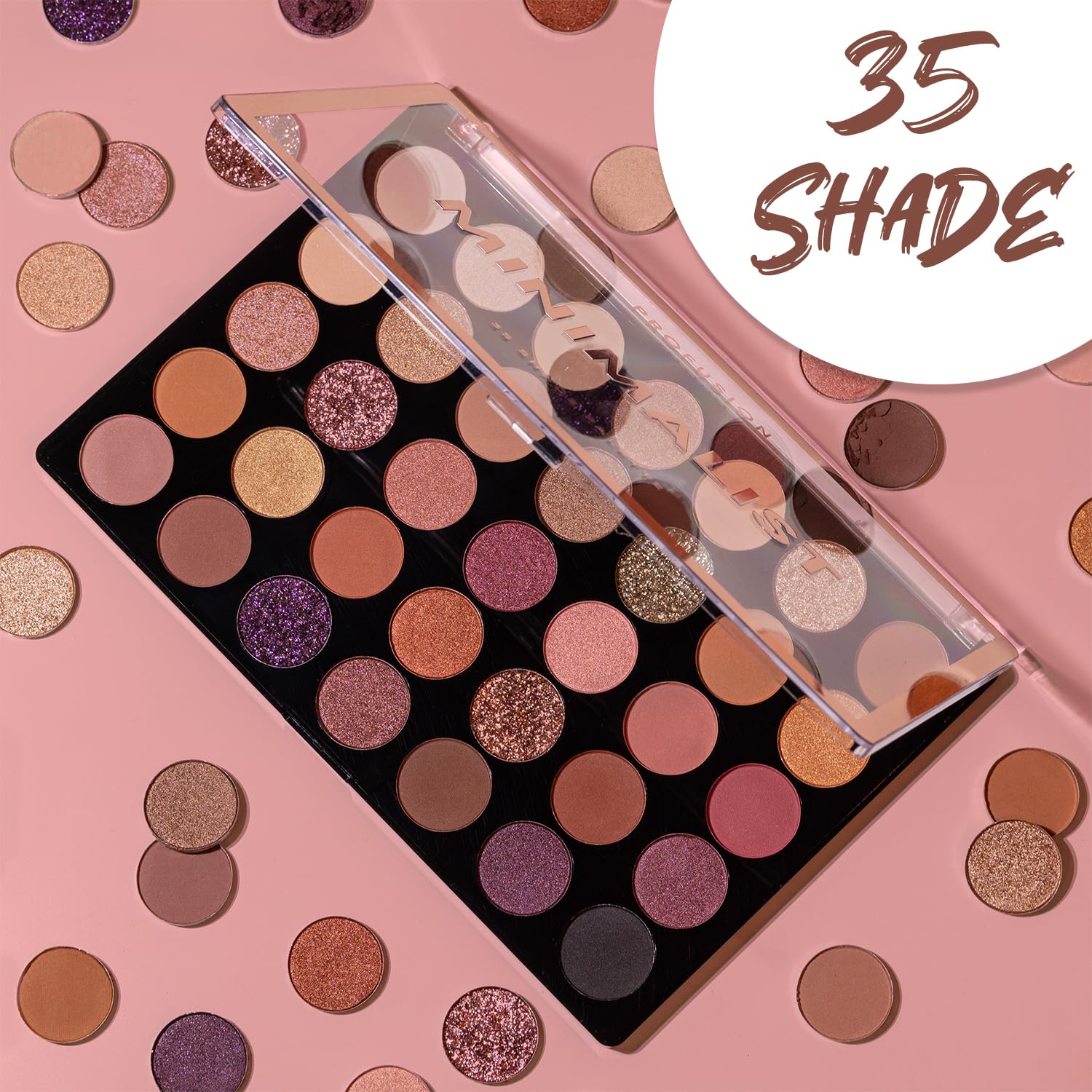 Profusion Cosmetics Minimalist 35 Shade Eyeshadow Palette - Blendable Natural Shades in Matte, Shimmer and Glitter Finishes for Mesmerizing Looks, Vegan & Cruelty-Free Makeup - Image 5