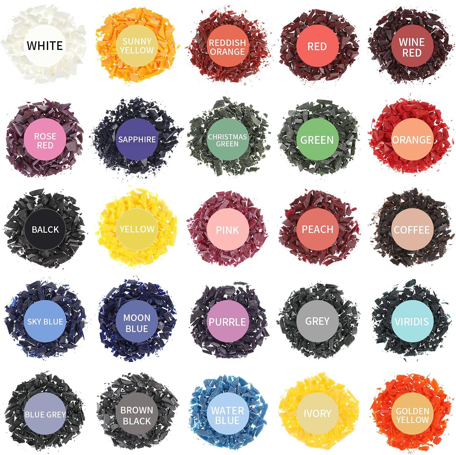 JOELELI DIY Candle Dye Wax Dye Flakes for Making Candles 25 Colours Soy