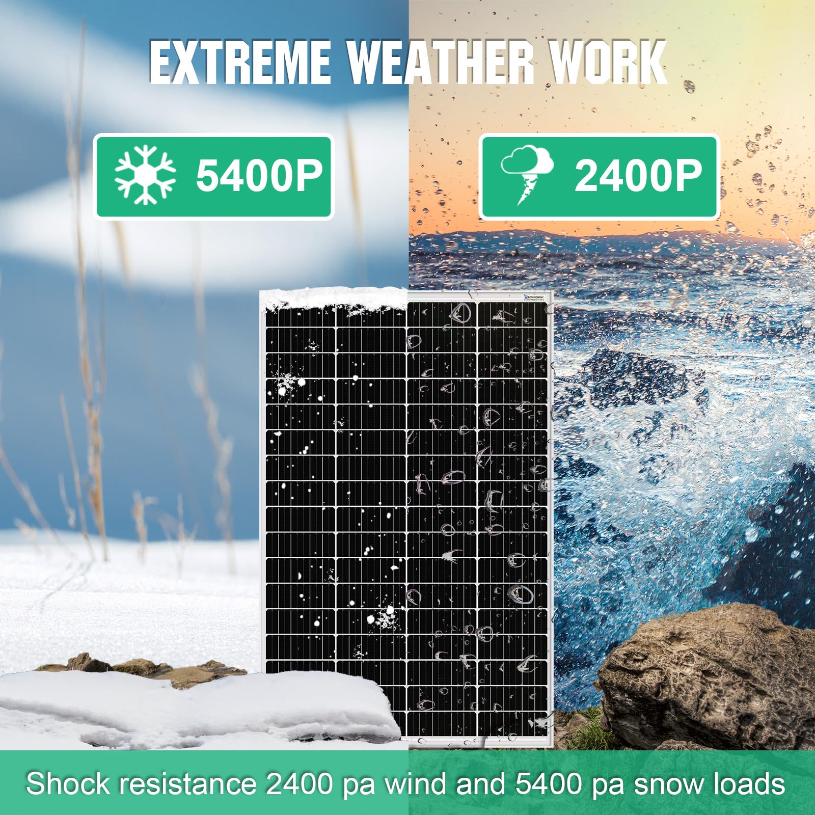 ECO-WORTHY Monokrystaliczny panel słoneczny, ogniwo słoneczne zestaw 170 W, zawiera moduł solarny 12 V + regulator ładowania solarnego 30 A + kabel solarny 5 m + klamry mocujące Z do przyczep