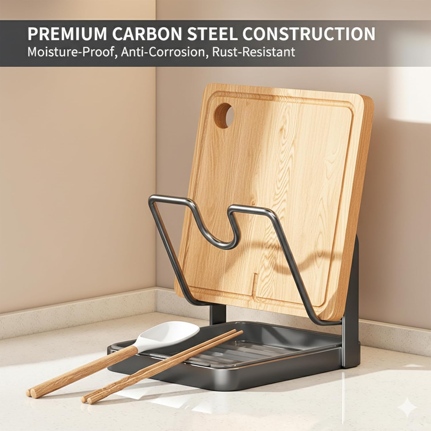 2026 Upgraded Kitchen Pot Lid Storage Rack, Multifunctional Pot Lid Organizer Rack, Lid Holder While Cooking, Lid And Spoon Rest, Thickened Carbon Steel Material (Double Layer-Gray) - Image 6