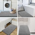 OLANLY Luxury Chenille Bath Mat,Extra Soft Fluffy and Absorbent Bathroom Mat, Non-Slip Plush Thick Bathroom Carpet, Machine Wash Dry, Bath Rug for Bathroom Floor, Tub and Shower, 24" x 16", Grey