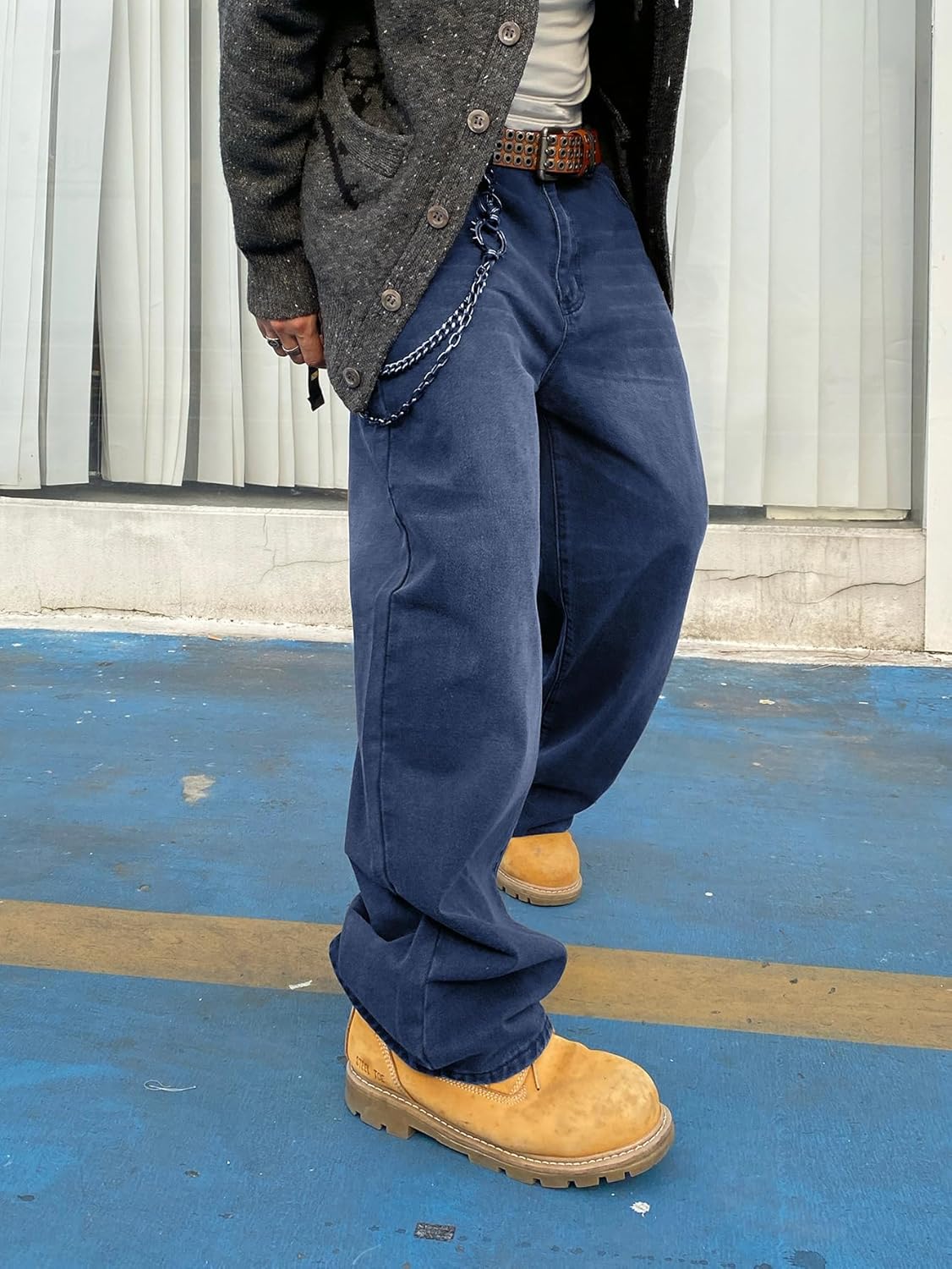 Men's Baggy Hip Hop Jeans Wide Leg Skater Denim Pants Casual Loose Fit Long Trousers Streetwear - Image 3