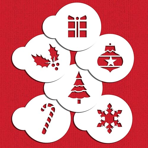 Miniatura 2 de Designer Stencils Plantillas navideñas para cupcakes y galletas, beigesemitransparente, se adapta a círculo de 2 pulgadas