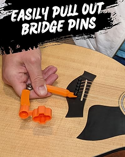 Miniatura 3 de Enrollador de cuerdas de guitarra, cortador de cuerdas y extractor de pasadores de puente, herramienta de guitarra 3 en 1 para guitarras acústicas y