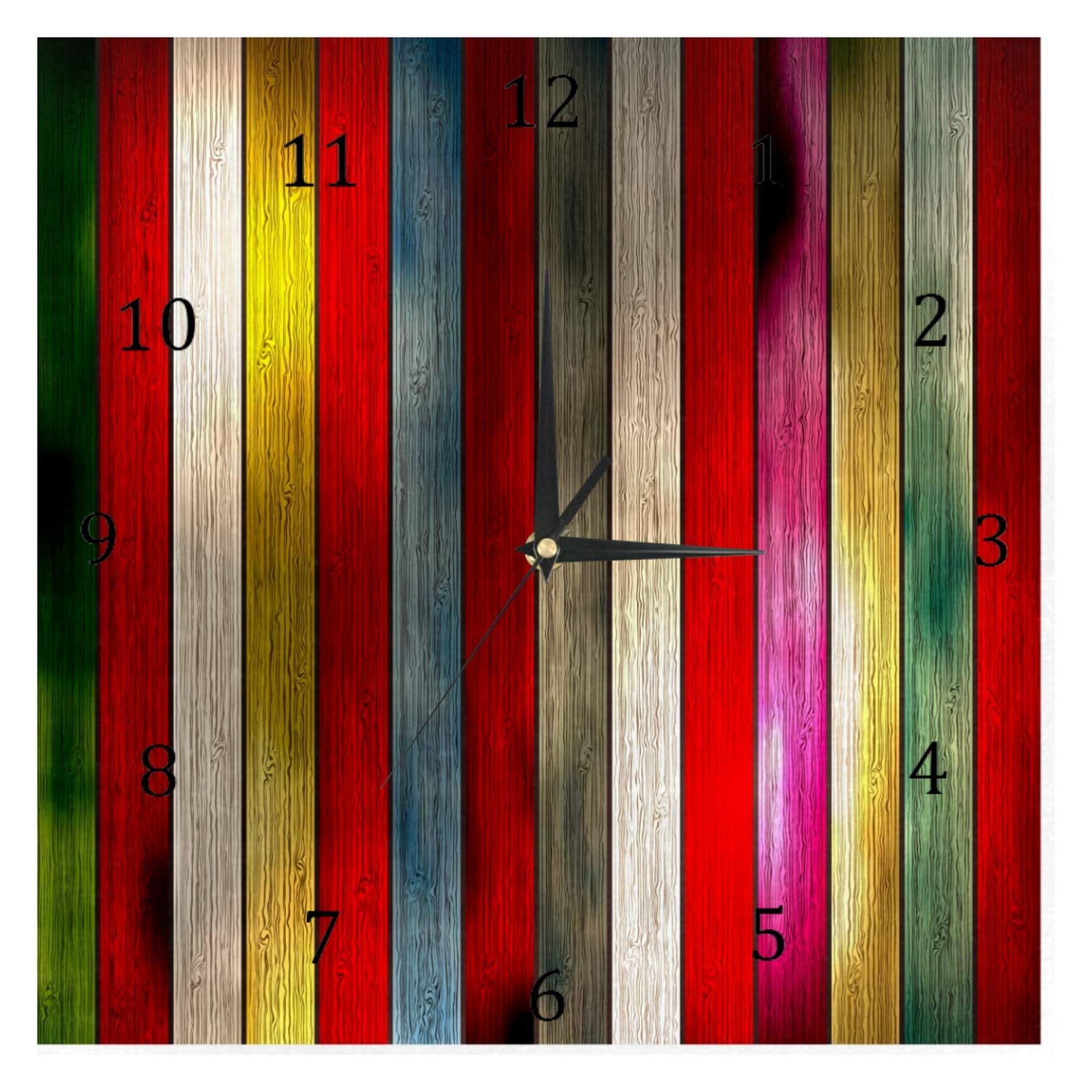 Horloge numérique vintage en bois de salon avec grands chiffres colorés