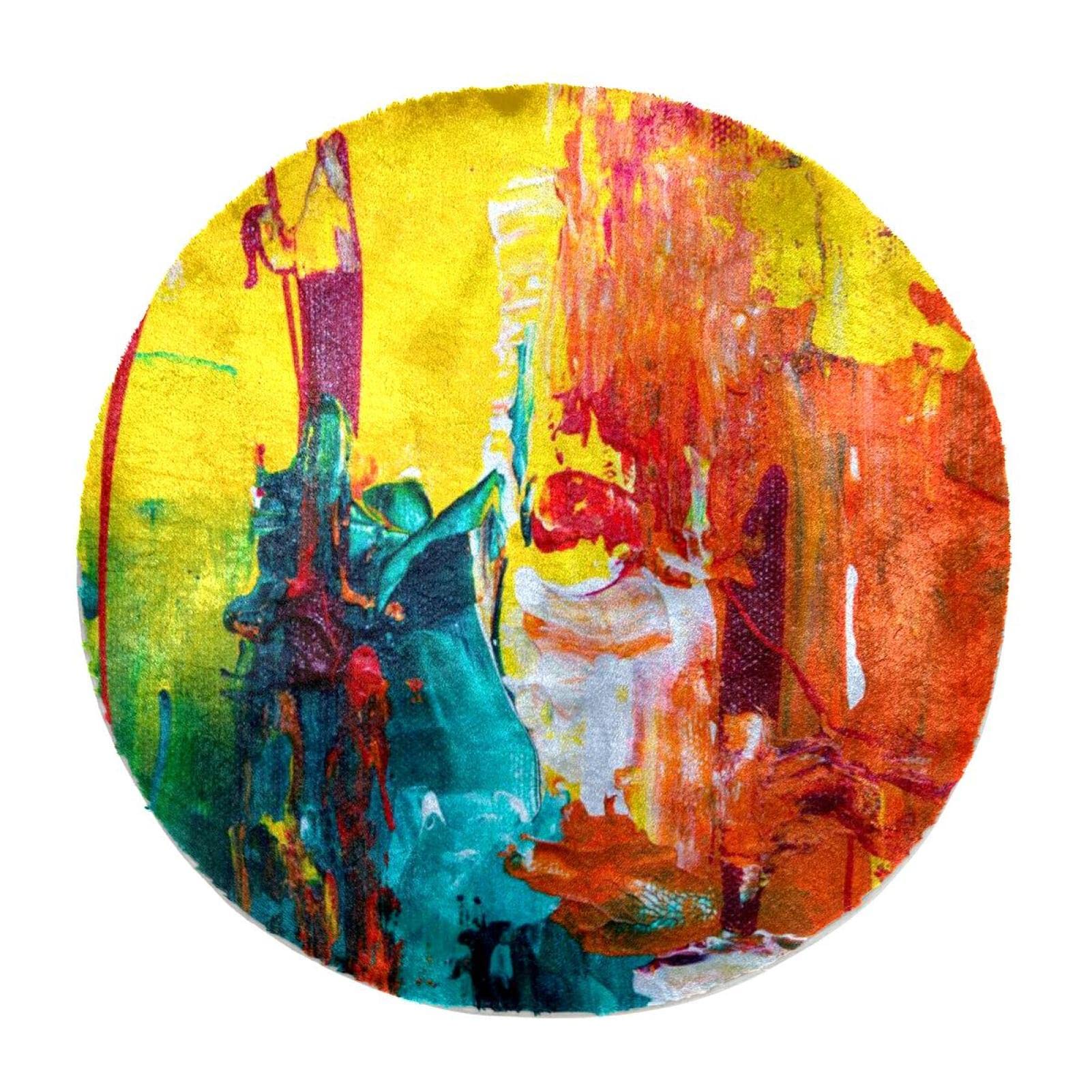 Tapis antidérapant chambre et salon grand format rond multicolore 7,8m
