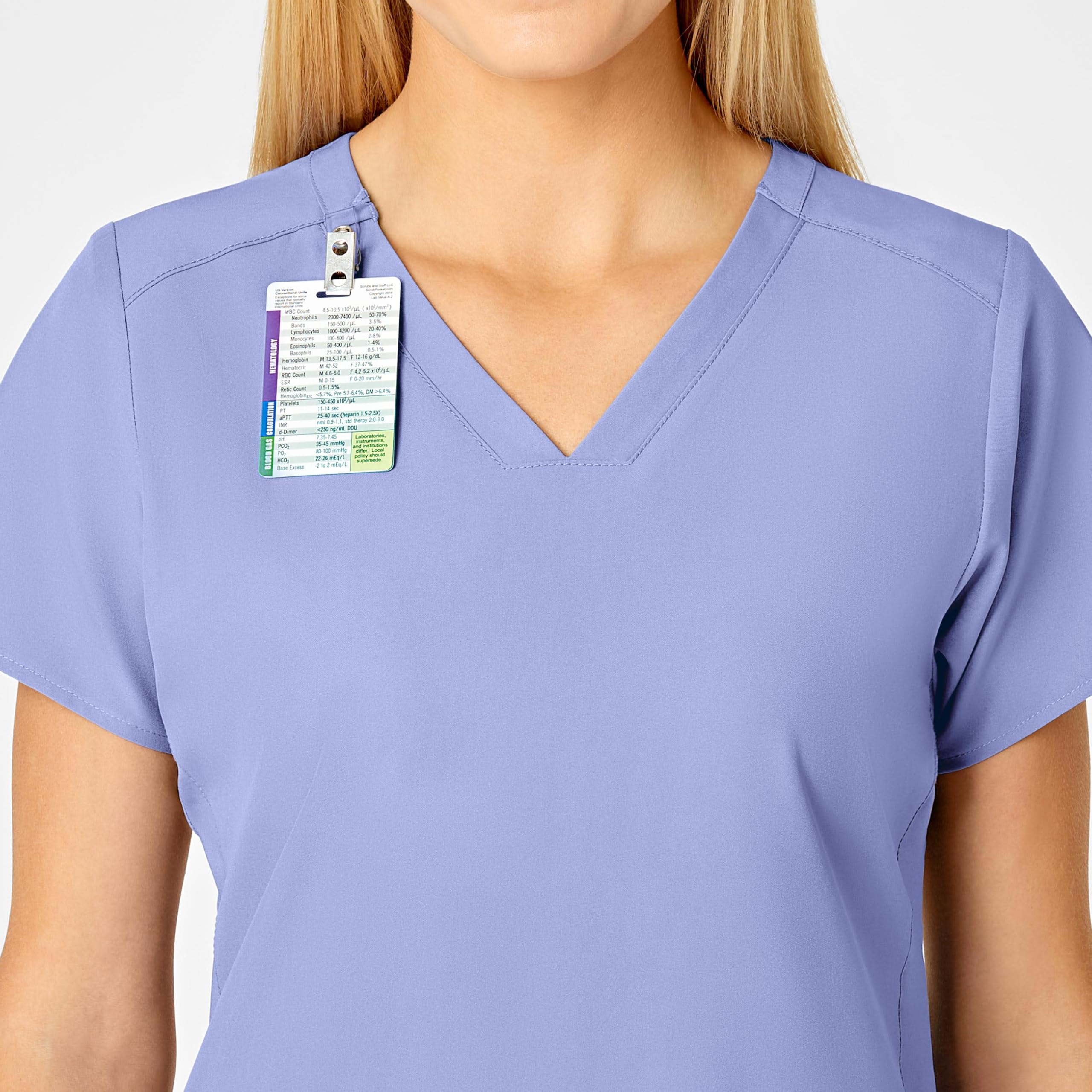 WonderWink W123 Women's Flex Back Stylized V-Neck Scrub Top, Ceil Blue, 2X