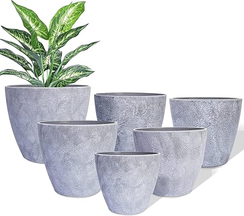 Macetas, 6 macetas con orificio de drenaje, maceta decorativa moderna para plantas de interior y exterior, suculentas, flores y cactus, perfecta