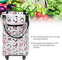 Vista 3 de HURRISE Carrito de compras plegable con ruedas, carrito de comestibles portátil con bolsa extraíble, carrito ligero para escalada de escaleras
