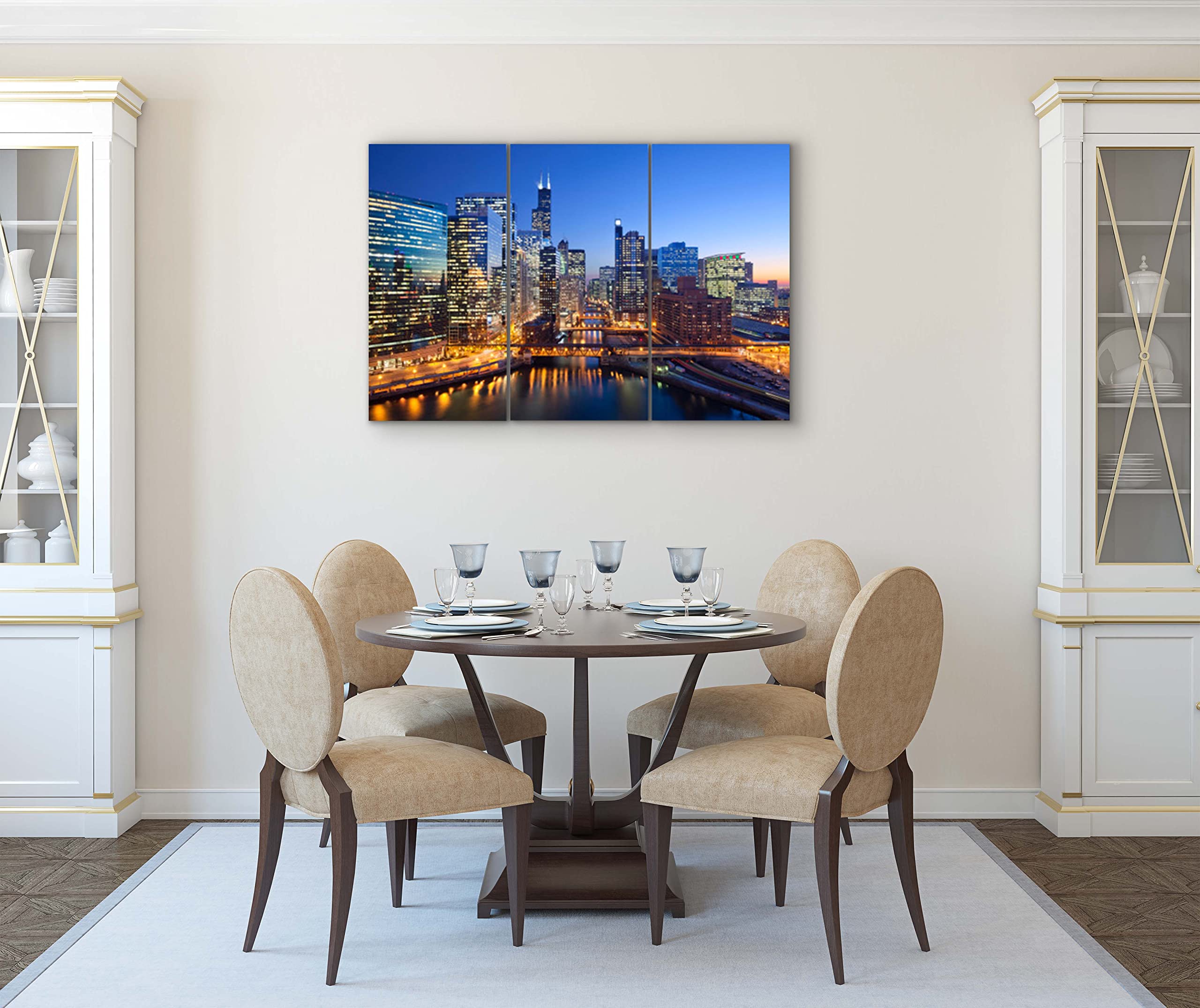 Chcago llnos Skylne Wall Art Framed, Chcago Cty Landscape Metal